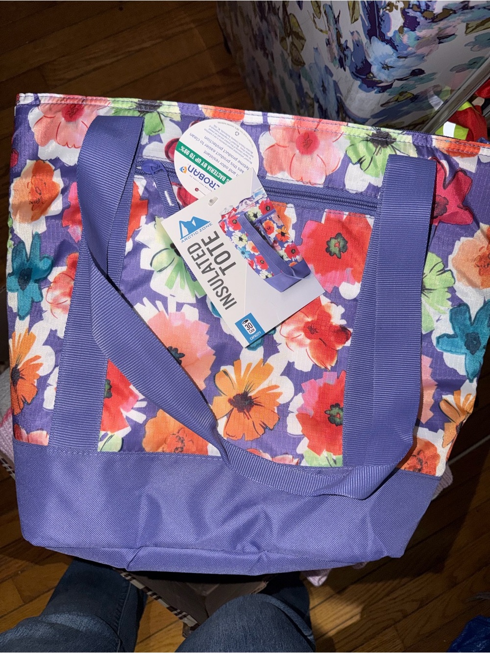 Artic microban Insulated Floral Tote Bag - Purple Floral